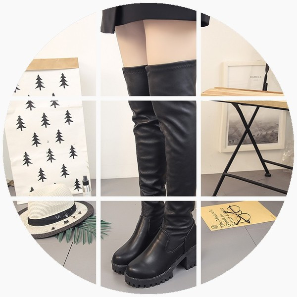 Cizme negre de dama moderne din piele ecologica