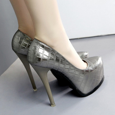 Pantofi eleganti de dama cu toc inalt in doua culori