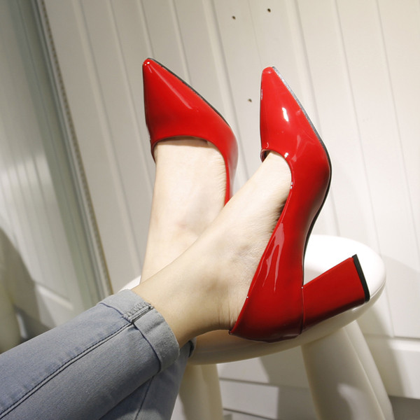 Pantofi de dama eleganti cu toc gros in mai multe culori