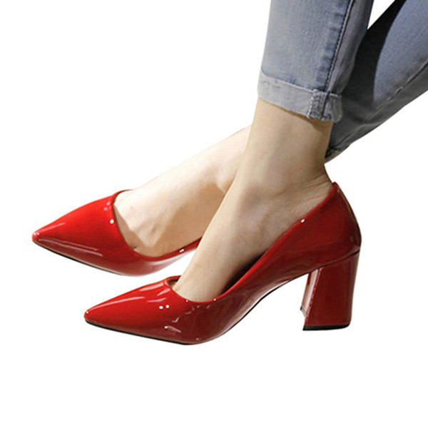 Pantofi de dama eleganti cu toc gros in mai multe culori