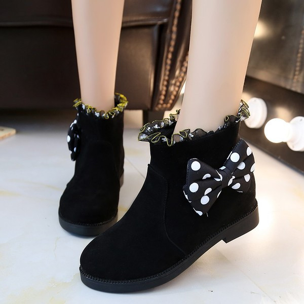 Ghete de dama moderne cu dantela si panglica in doua culori