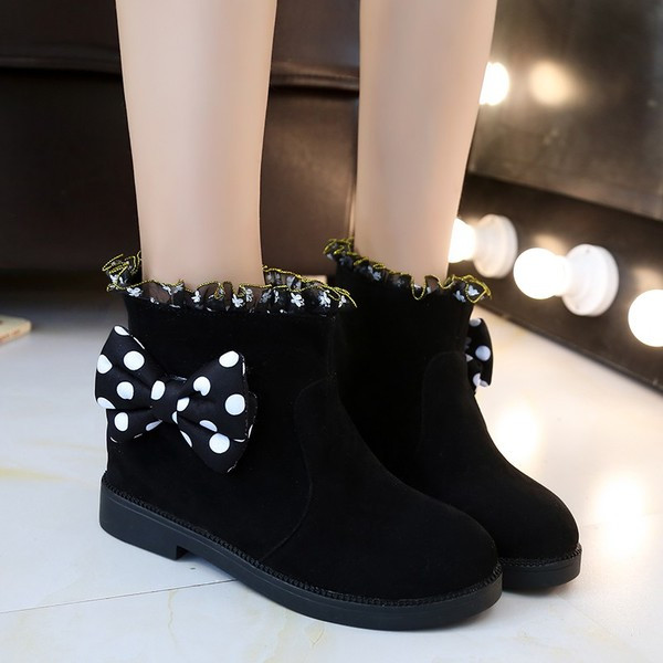 Ghete de dama moderne cu dantela si panglica in doua culori