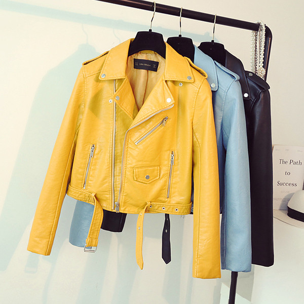 NOUA geacă modernă din imitație de piele pentru doamne în patru culori