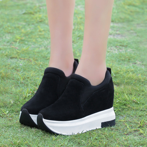 Tenisi dama din piele intoarsa eco cu talpa inalta in mai multe culori