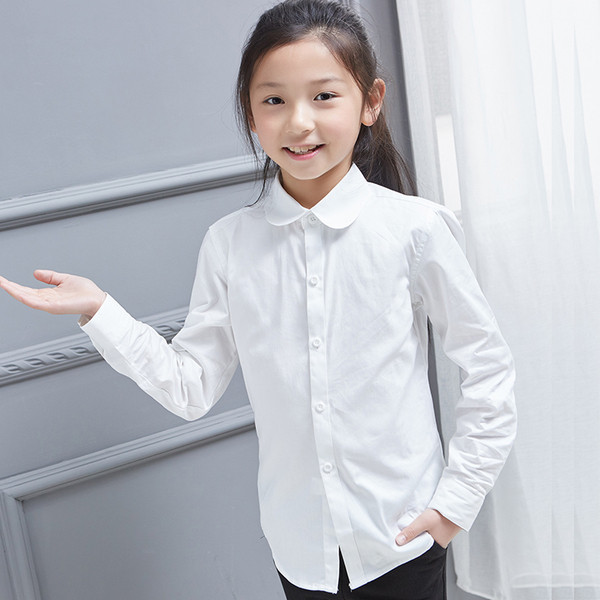 Children`s white plain shirt for girls