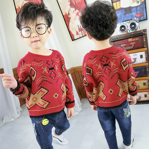 Pulover de iarna pentru copii pentru baieti in rosu