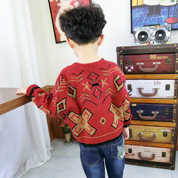 Pulover de iarna pentru copii pentru baieti in rosu