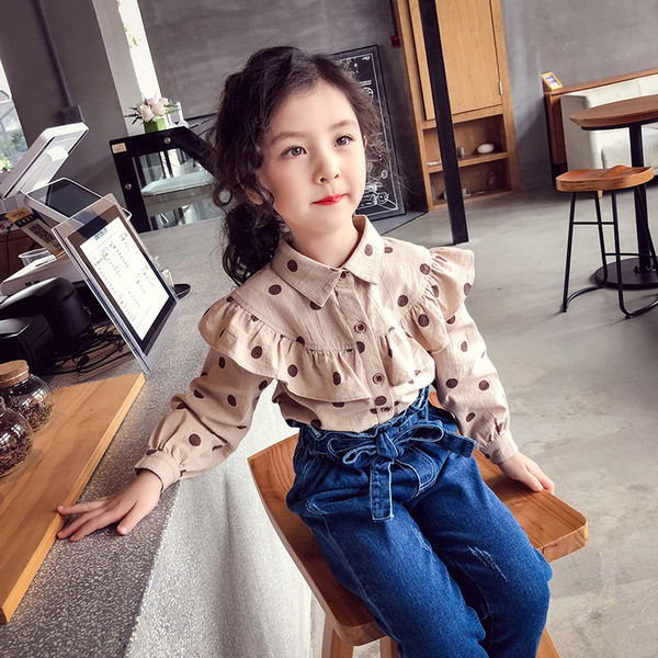 Cămașă pentru copii pentru fete pe puncte