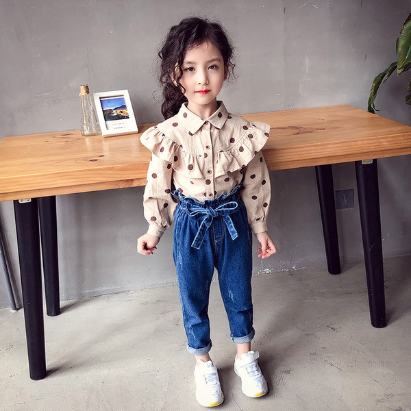 Cămașă pentru copii pentru fete pe puncte