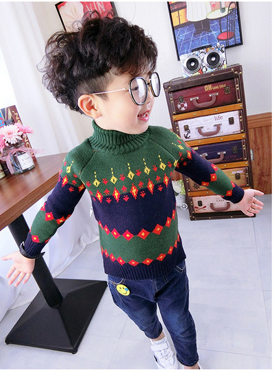 Pulover stilat pentru copii pentru baieti de culoare verde