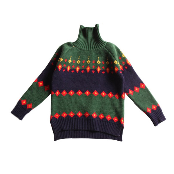 Pulover stilat pentru copii pentru baieti de culoare verde