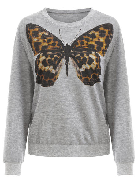 Bluză de damă sport-casual cu aplicație de culoare gri