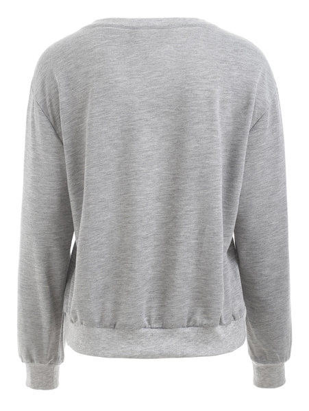 Bluză de damă sport-casual cu aplicație de culoare gri