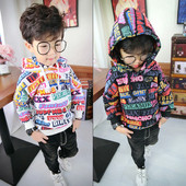 Hanorac modern pentru copii pentru baieti cu inscriptii in doua culori