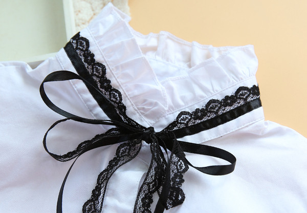 Μοντέρνο παιδικό πουκάμισο για κορίτσια με μαύρη κορδέλα