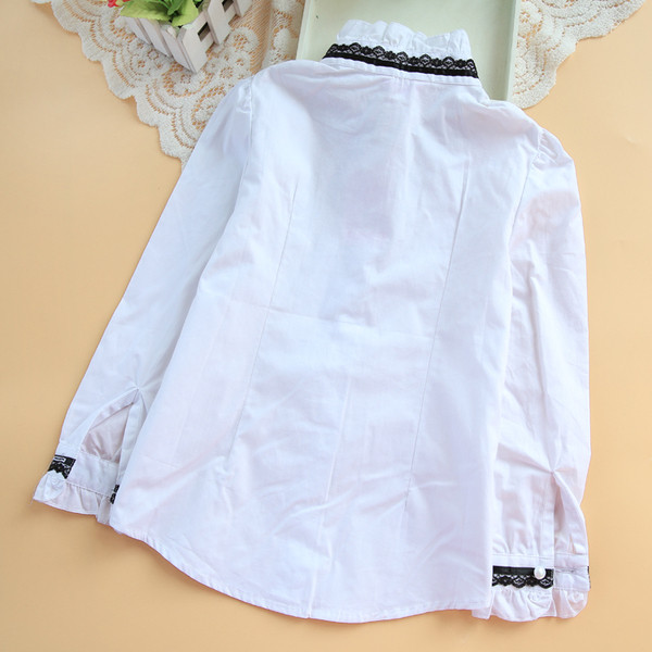 Μοντέρνο παιδικό πουκάμισο για κορίτσια με μαύρη κορδέλα