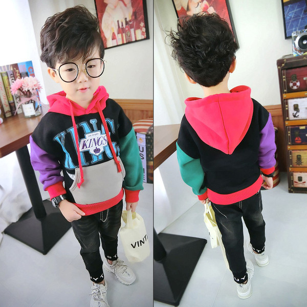 Детски цветен суичър с качулка за момчета