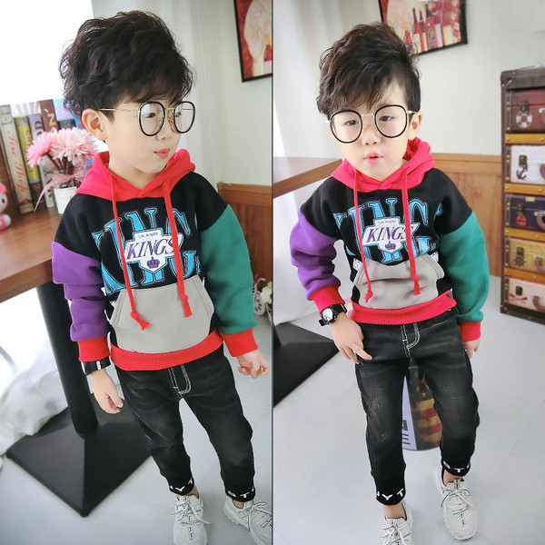 Детски цветен суичър с качулка за момчета