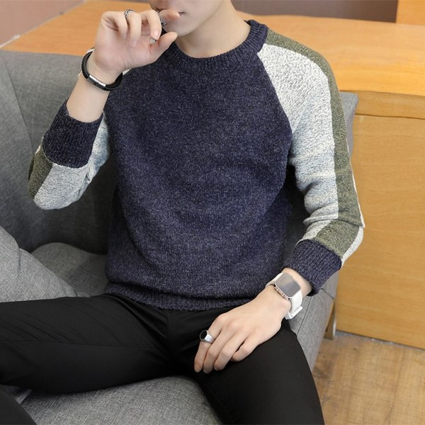 Модерна мъжка плътна блуза в три цвята 