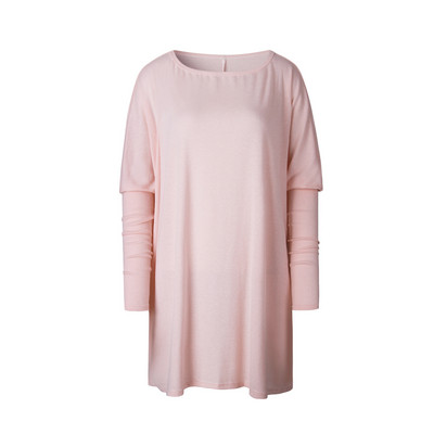 Ежедневна дамска блуза дълъг модел в розов и сив цвят