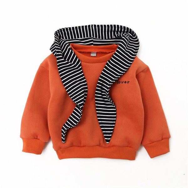 Стилен детски пуловер с качулка за момчета в два цвята