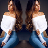 Bluză de damă HIT Current cu mâneci căzute în alb-negru