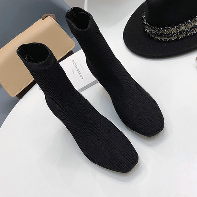 НОВИ стилни дамски боти с дебел ток в два цвята