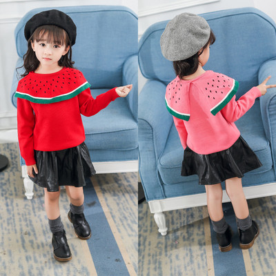 Детски пуловер с О-образно деколте в два цвята