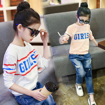 Детска блуза за момичета с надпис в два цвята