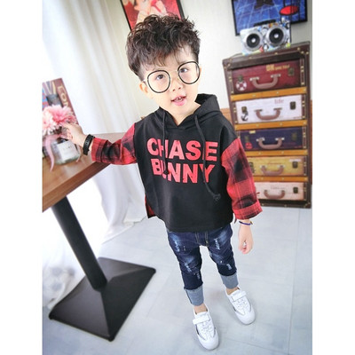 Μοντέρνο παιδικό φούτερ με κουκούλα για αγόρια σε δύο χρώματα