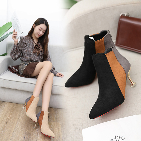 Елегантни дамски боти с тънък ток - два цвята