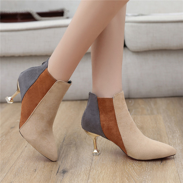 Елегантни дамски боти с тънък ток - два цвята