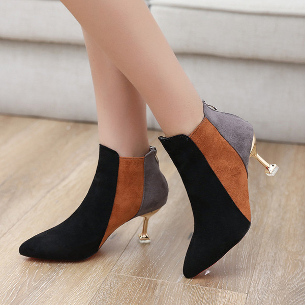 Елегантни дамски боти с тънък ток - два цвята
