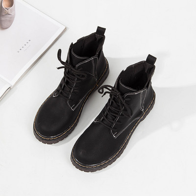 Дамски боти от еко кожа ретро модел в черен и кафяв цвят