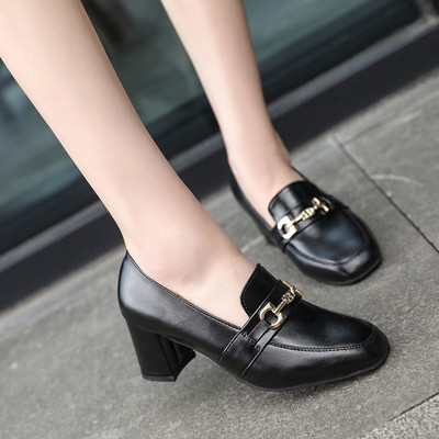 Стилни дамски мокасини на ток от еко кожа в два цвята