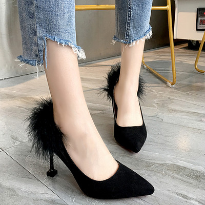 Elegáns női cipő eco velúr pehelyszínnel, három színben