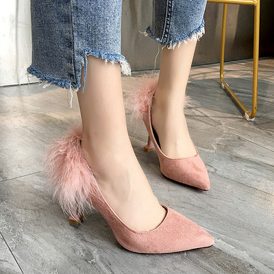 Elegáns női cipő eco velúr pehelyszínnel, három színben