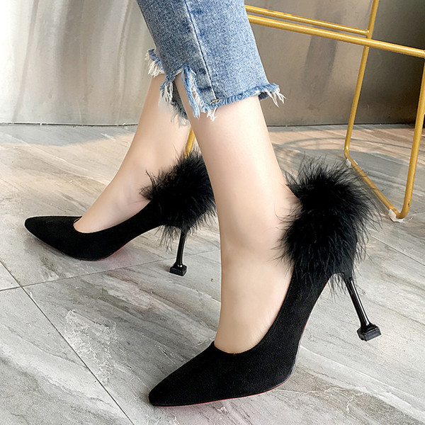 Elegáns női cipő eco velúr pehelyszínnel, három színben