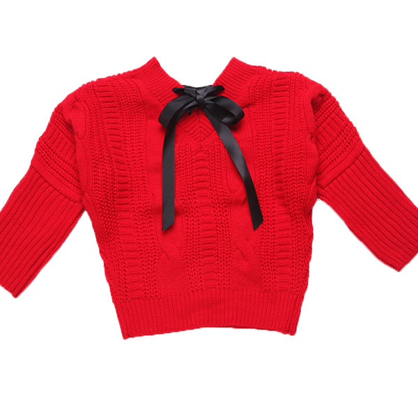 Pulover elegant pentru copii pentru fete cu panglică