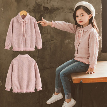 Παιδικό πουκάμισο για κορίτσια σε ροζ χρώμα με κορδέλα