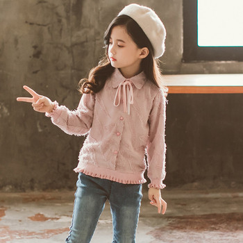 Παιδικό πουκάμισο για κορίτσια σε ροζ χρώμα με κορδέλα
