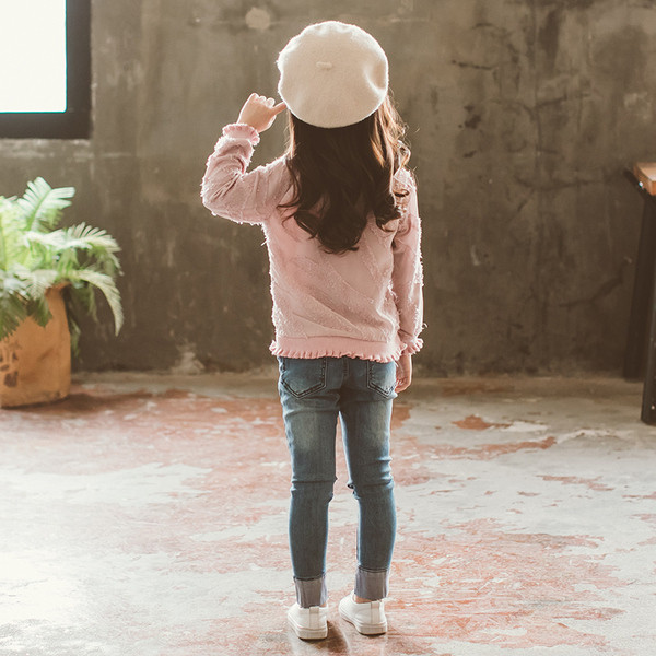 Παιδικό πουκάμισο για κορίτσια σε ροζ χρώμα με κορδέλα