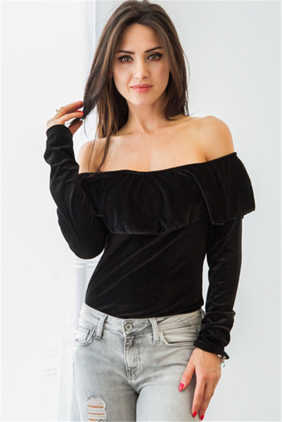 Bluză de damă modernă din catifea cu mâneci căzute