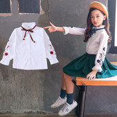 Παιδικό πουκάμισο με κεντήματα σε μπλε και κόκκινο χρώμα