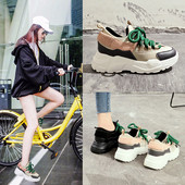 Adidasi casual dama cu talpa inalta in alb si negru