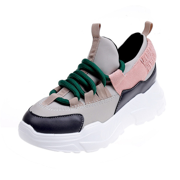 Adidasi casual dama cu talpa inalta in alb si negru