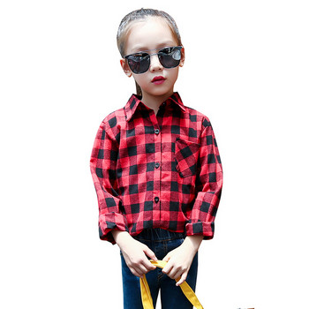 Παιδικό πουκάμισο για κορίτσια σε κόκκινο και μαύρο χρώμα