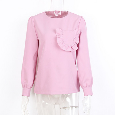 Κομψή γυναικεία μπλούζα με ροζ τσέπη