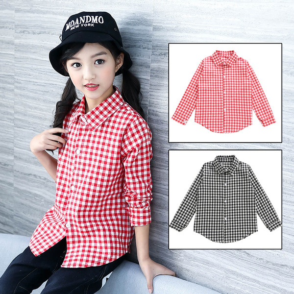 Cămașă pentru copii în carouri cu nasturi în două culori