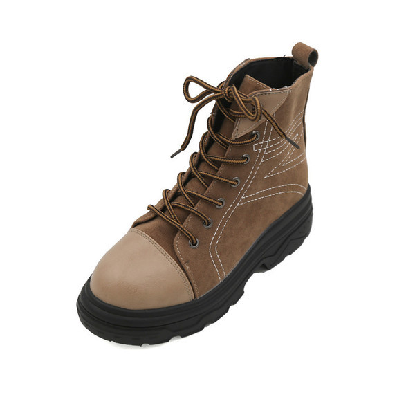 Cizme de dama comode cu sireturi din piele ecologica in doua culori